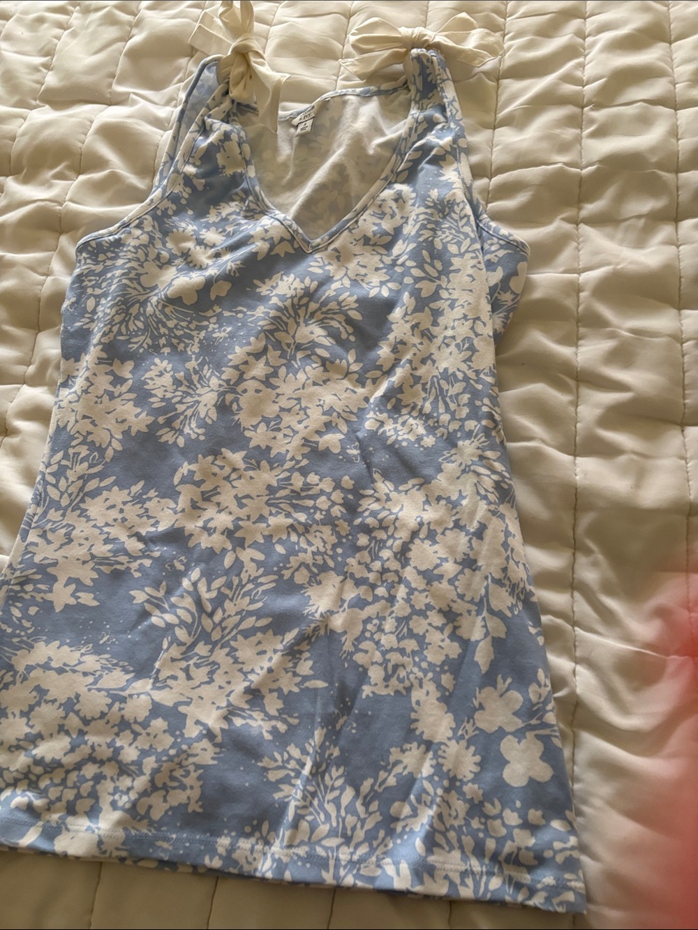 Women's Blue Floral Tie-Shoulder Camisole-Small